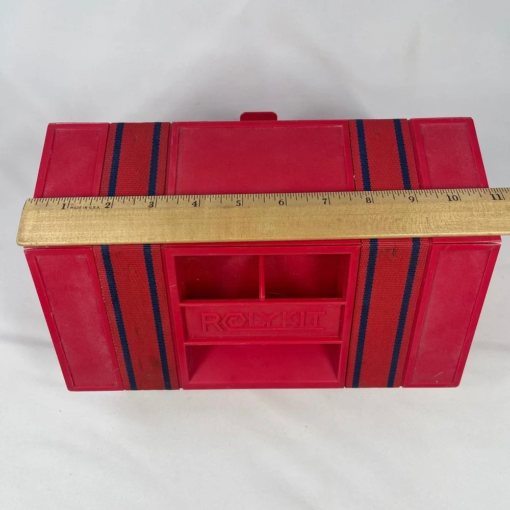 Vintage Rolykit S-11 Red Hexagonal Rolling Storage Organizer Dutch Design Box